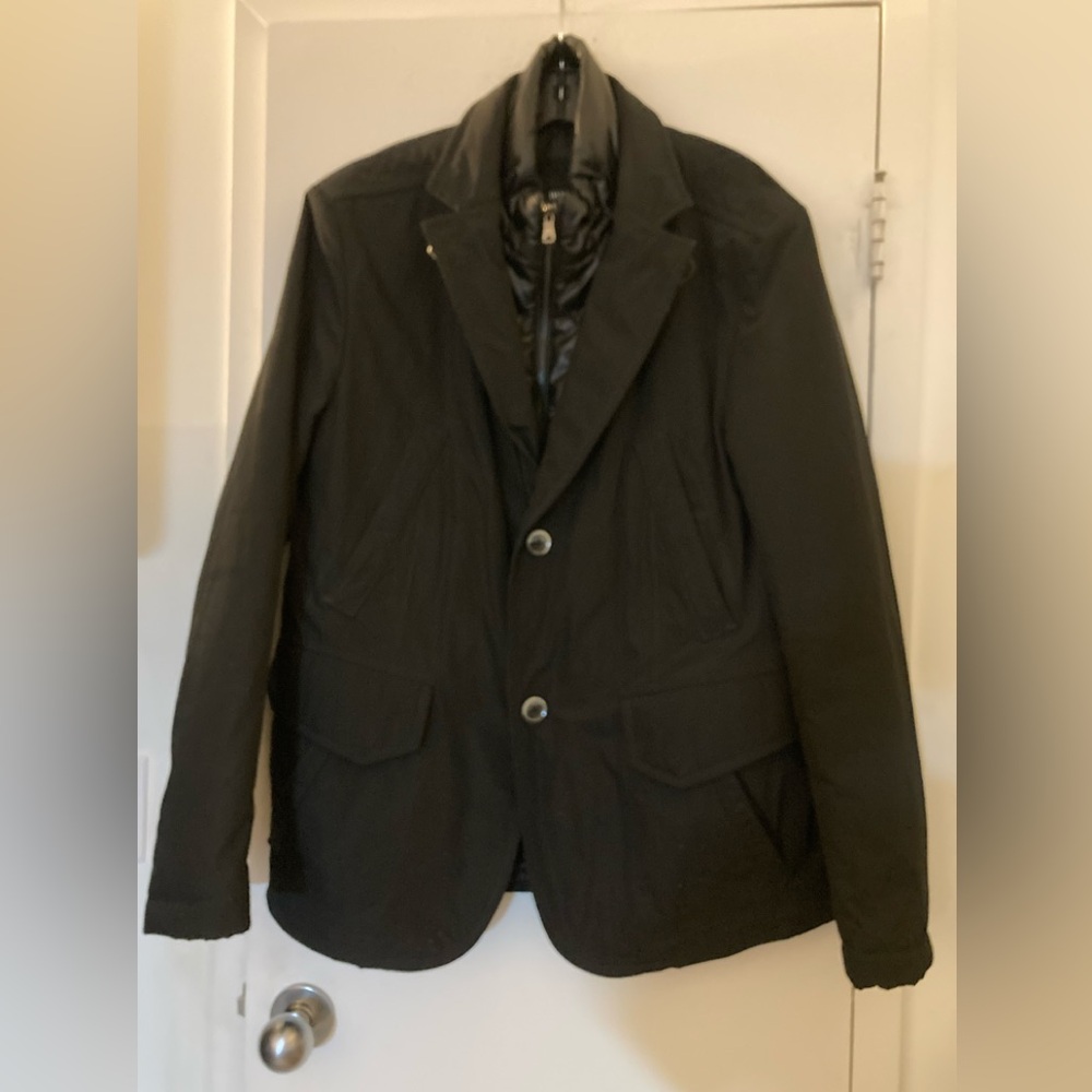 Men’s Hugo Boss Black Jacket Quilted Lining Water Resistant 42 R remove collar